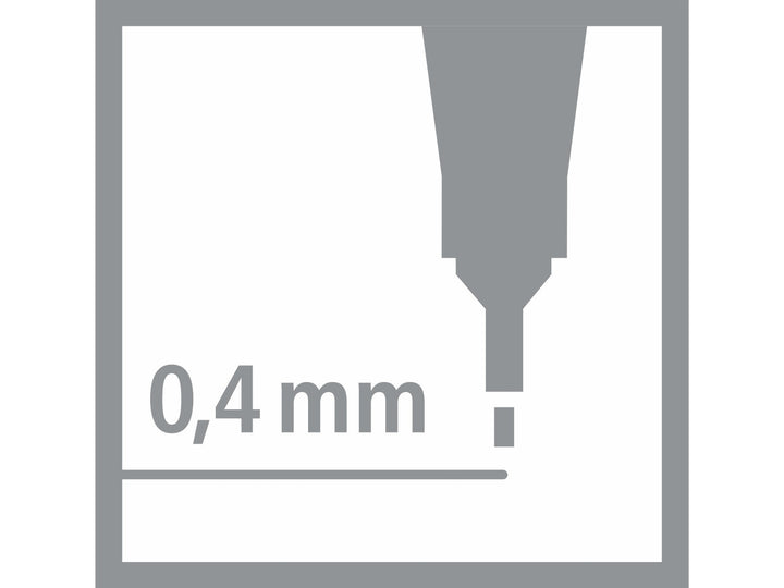 STABILO point 88 fineliner tip icon showing the fine 0.4mm nib and example line width