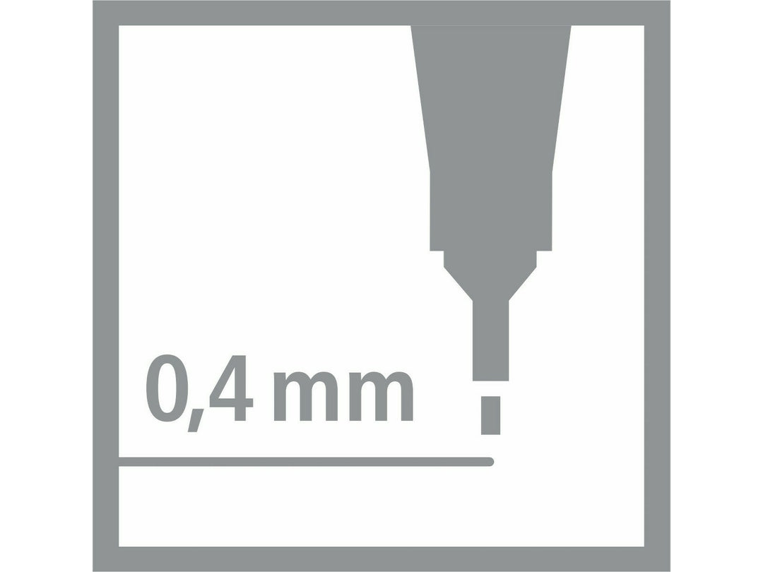 STABILO point 88 fineliner tip icon showing the fine 0.4mm nib and example line width