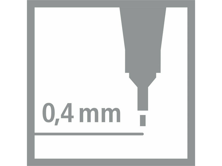STABILO point 88 fineliner tip icon showing the fine 0.4mm nib and example line width