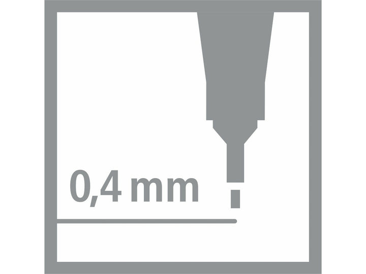 STABILO point 88 fineliner tip icon showing the fine 0.4mm nib and example line width