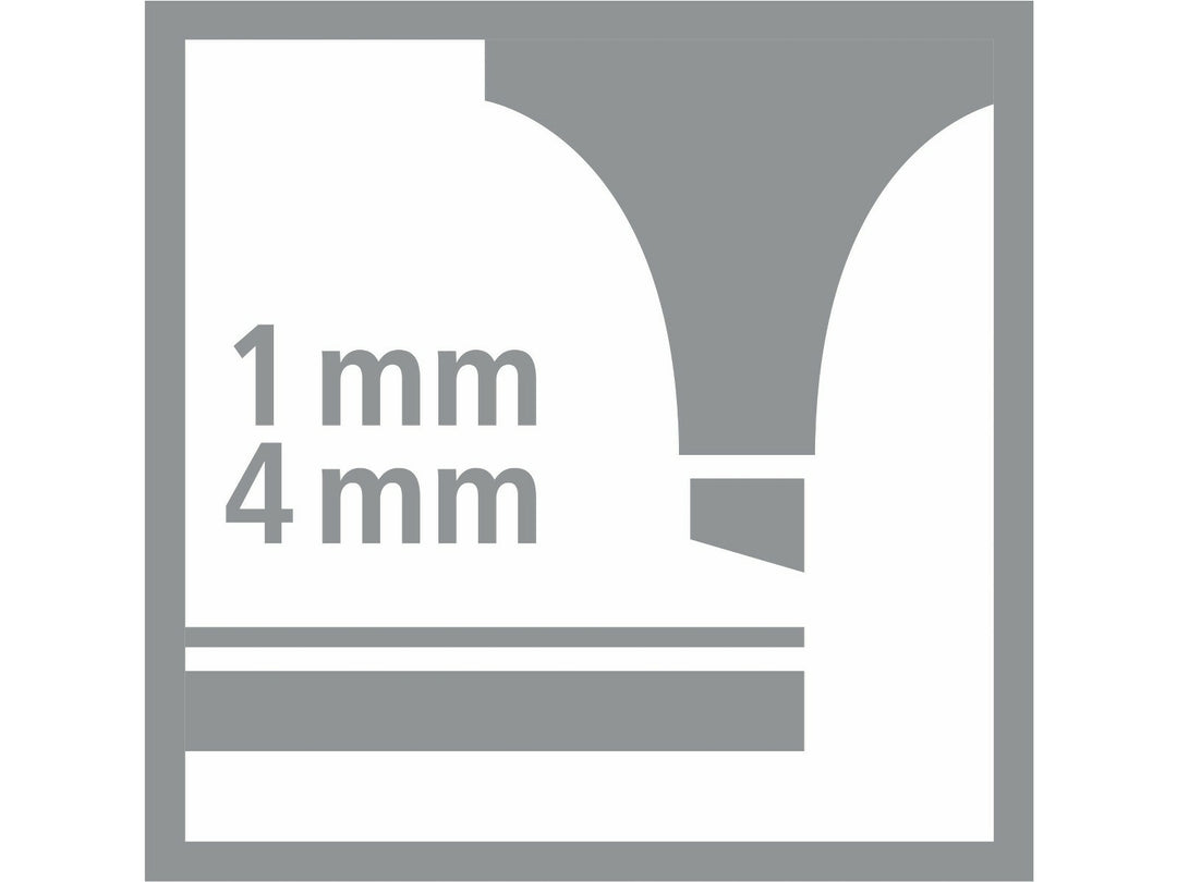 STABILO swing cool chisel tip icon showing 1mm and 4mm line widths for fine underlining and broad highlighting