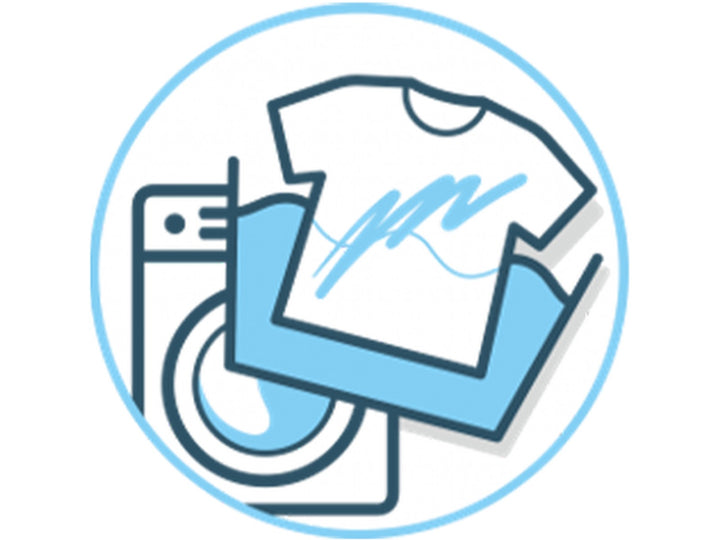 Washable ink icon showing a marked T-shirt beside a washing machine, indicating STABILO Trio A-Z felt-tip pen ink can be washed from clothing