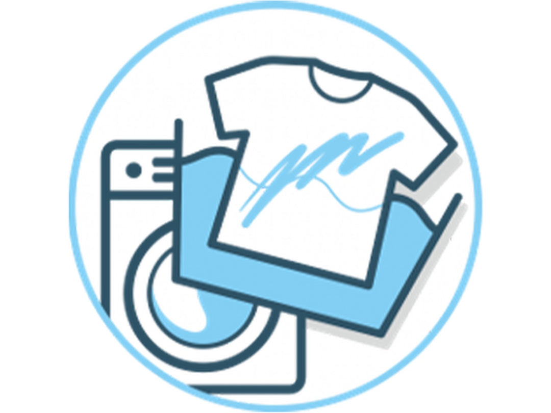 Washable ink icon showing a marked T-shirt beside a washing machine, indicating the felt-tip pen ink can be washed from clothing