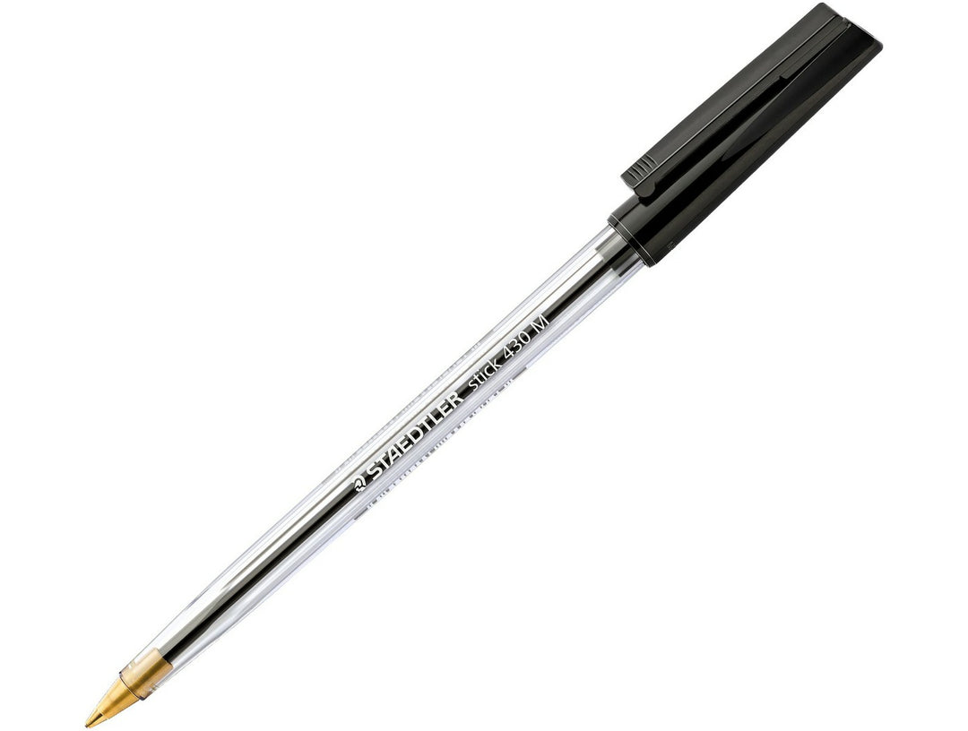 STAEDTLER 430 ballpoint pen black medium tip approx 0.35 mm line for smooth everyday writing