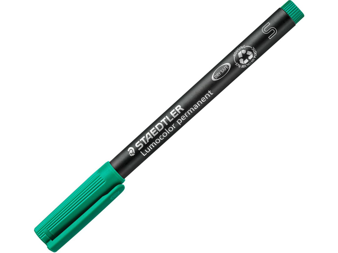 STAEDTLER Lumocolor permanent pen 313 green superfine approx 0.4 mm tip closed pen for precise marking