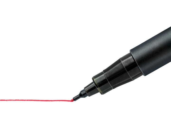 STAEDTLER Lumocolor permanent marker 313 red superfine approx 0.4 mm tip creating clean marking line