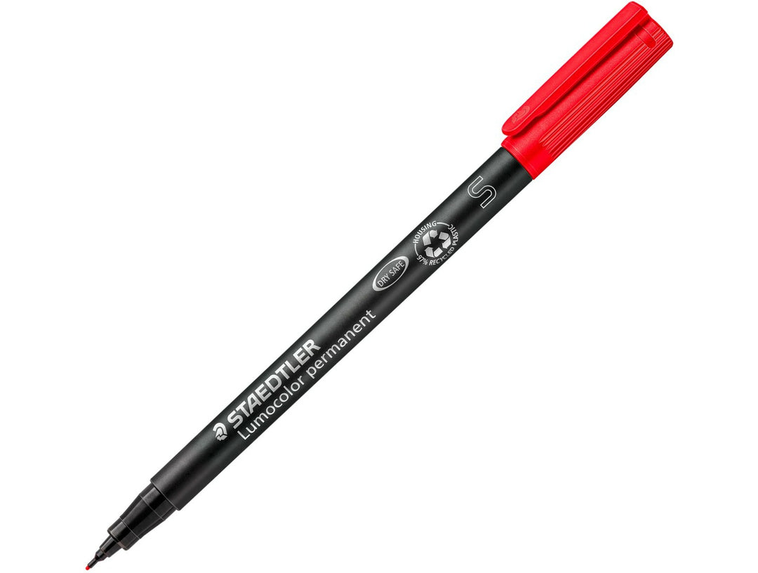 STAEDTLER Lumocolor permanent pen 313 red superfine approx 0.4 mm tip for precise marking