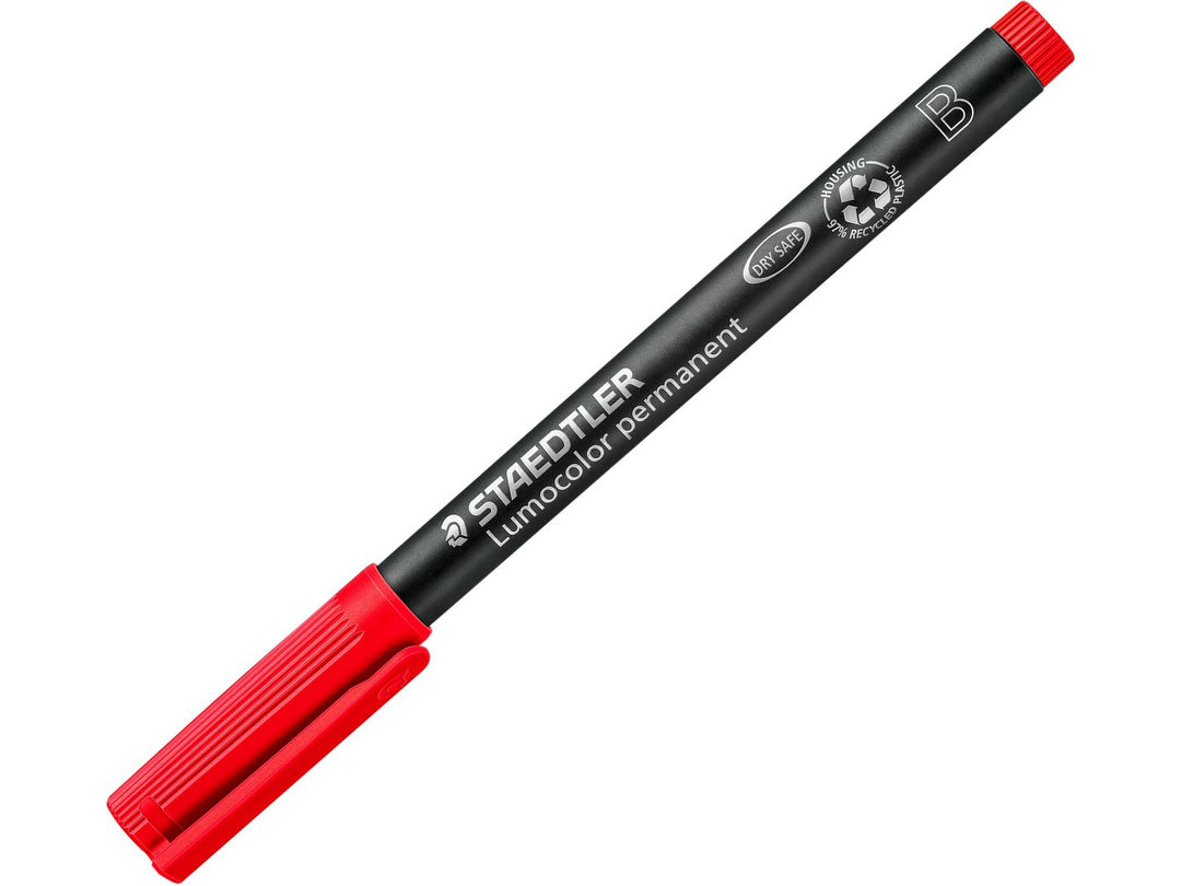 STAEDTLER Lumocolor 314 permanent pen red broad tip closed pen for controlled marking
