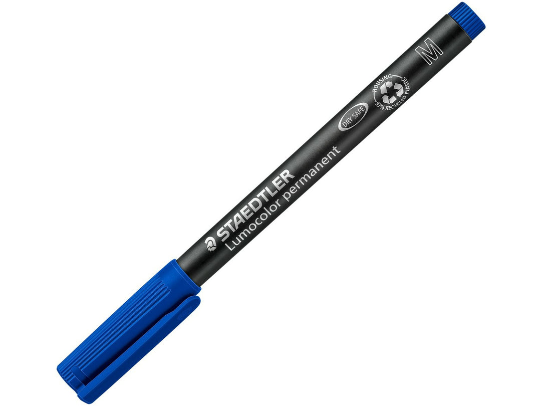 STAEDTLER Lumocolor 317 blue permanent pen medium tip approx 1.0 mm closed pen for controlled marking
