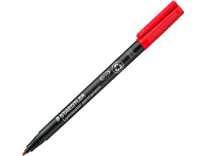 STAEDTLER Lumocolor permanent pen 317 red medium tip for bold marking on multiple surfaces