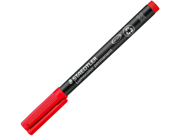 STAEDTLER Lumocolor permanent pen 317 red medium tip closed pen for bold marking and labelling