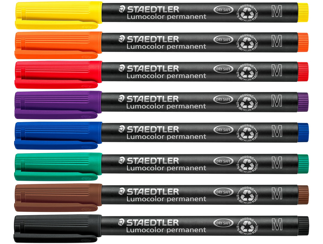 STAEDTLER Lumocolor permanent pen 317 medium 8 pack colour overview showing full range of marker colours
