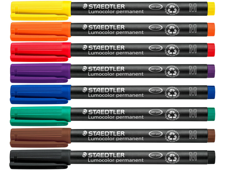 STAEDTLER Lumocolor permanent pen 317 medium 8 pack colour overview showing full range of marker colours