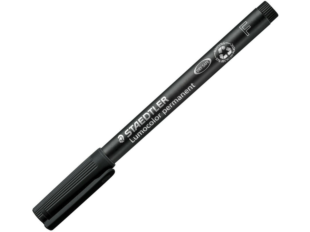 STAEDTLER Lumocolor permanent pen 318 black fine tip approx 0.6 mm closed pen for controlled marking