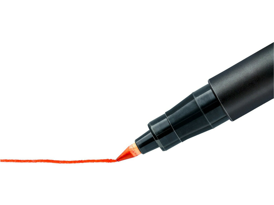 STAEDTLER Lumocolor permanent pen 318 red fine tip approx 0.6 mm creating smooth marking line