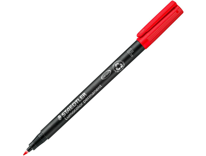 STAEDTLER Lumocolor permanent pen 318 red fine tip approx 0.6 mm for controlled marking