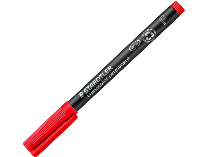 STAEDTLER Lumocolor permanent pen 318 red fine tip approx 0.6 mm closed pen for controlled marking