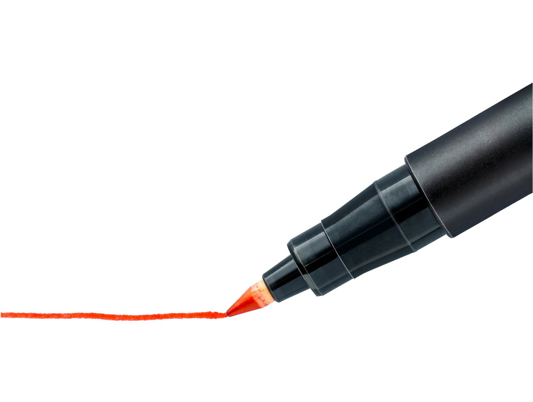 STAEDTLER Lumocolor permanent pen 318 red fine tip approx 0.6 mm creating smooth marking line