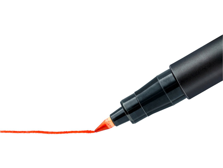 STAEDTLER Lumocolor permanent pen 318 red fine tip approx 0.6 mm creating smooth marking line
