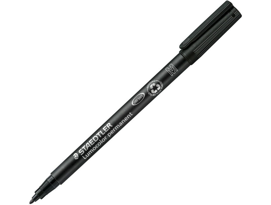 STAEDTLER Lumocolor permanent pen black medium tip approx 1 mm for bold marking and labelling