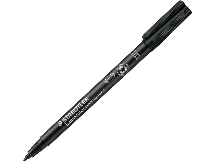 STAEDTLER Lumocolor permanent pen black medium tip approx 1 mm for bold marking and labelling