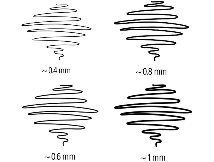 STAEDTLER Lumocolor permanent pen mixed set black showing line width differences from superfine to broad