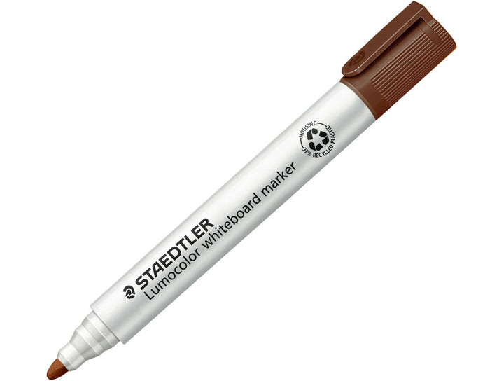 STAEDTLER Lumocolor 351 whiteboard marker brown bullet tip dry wipe marker with cap on