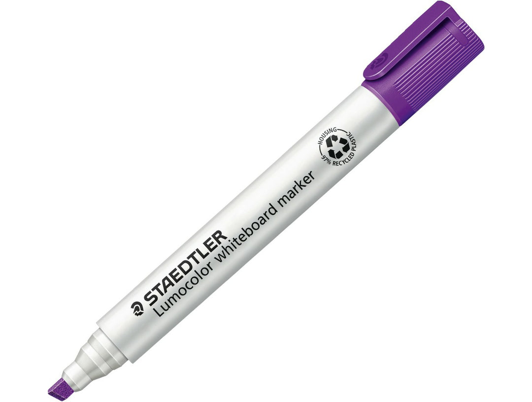 STAEDTLER Lumocolor 351 whiteboard marker purple chisel tip dry wipe marker with cap on