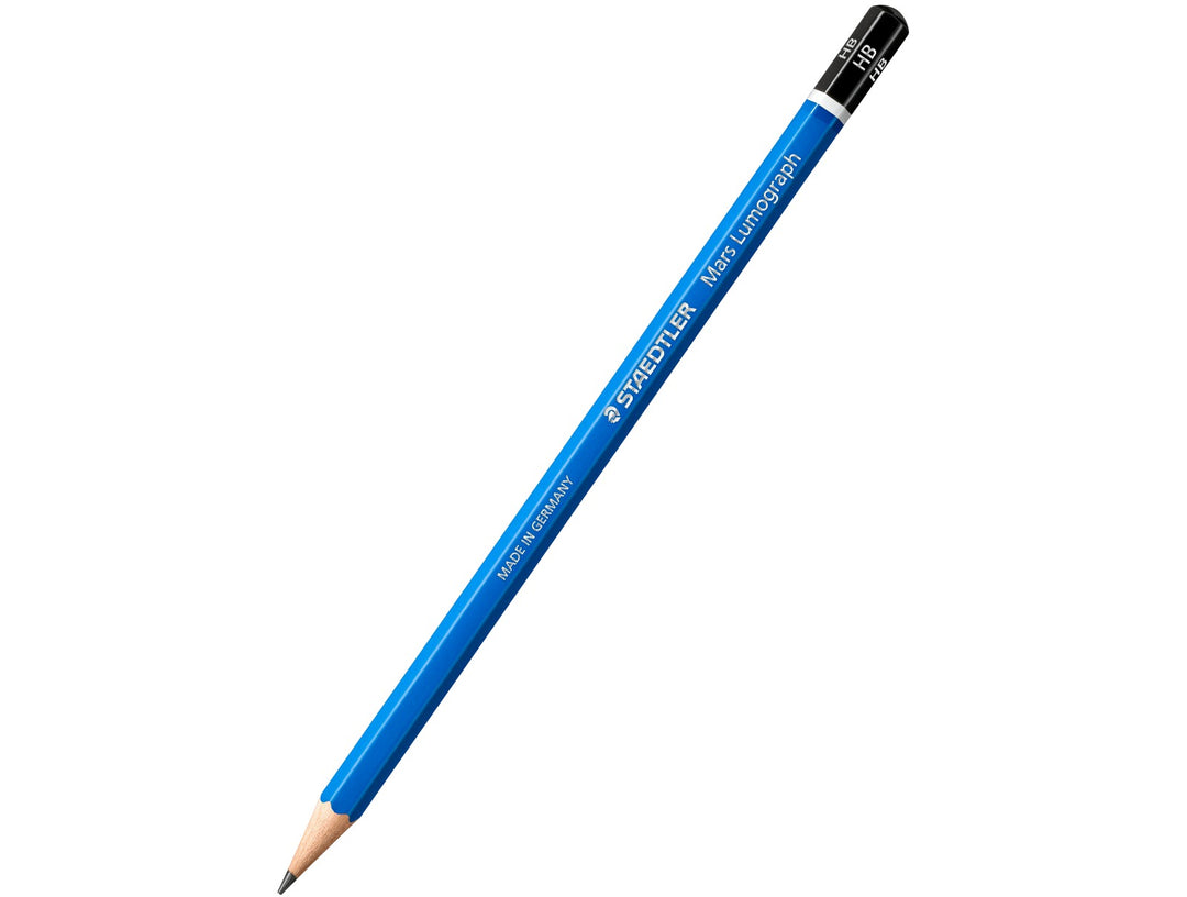 STAEDTLER Mars Lumograph 100 graphite pencil for drawing sketching and technical work with blue barrel design