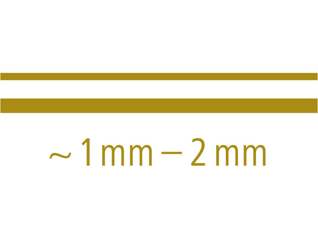 STAEDTLER metallic pen line width illustration showing approx 1–2 mm for bold decorative writing
