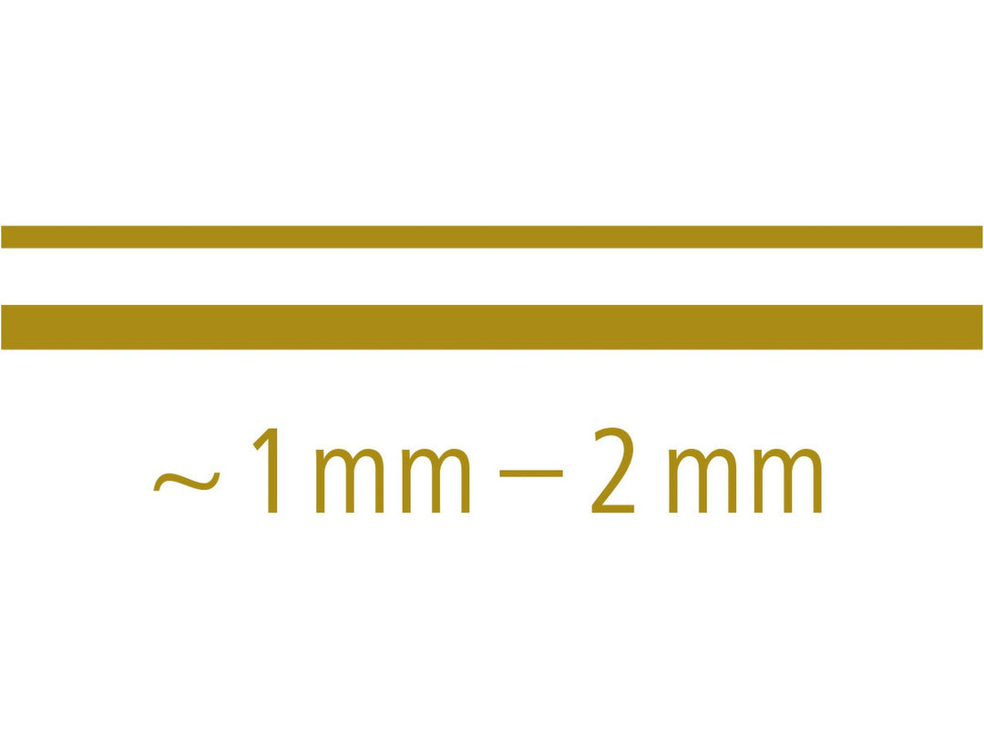 STAEDTLER metallic pen line width illustration showing approx 1–2 mm for bold decorative writing