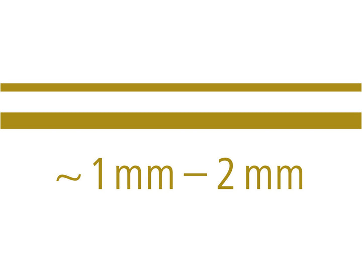 STAEDTLER metallic pen line width illustration showing approx 1–2 mm for bold decorative writing