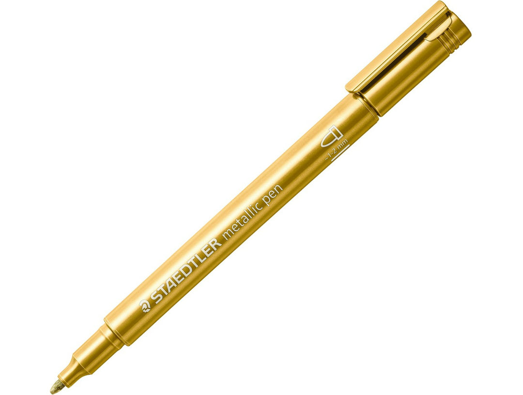 STAEDTLER Metallic Marker 8323 gold pen showing metallic finish decorative marker with capped design