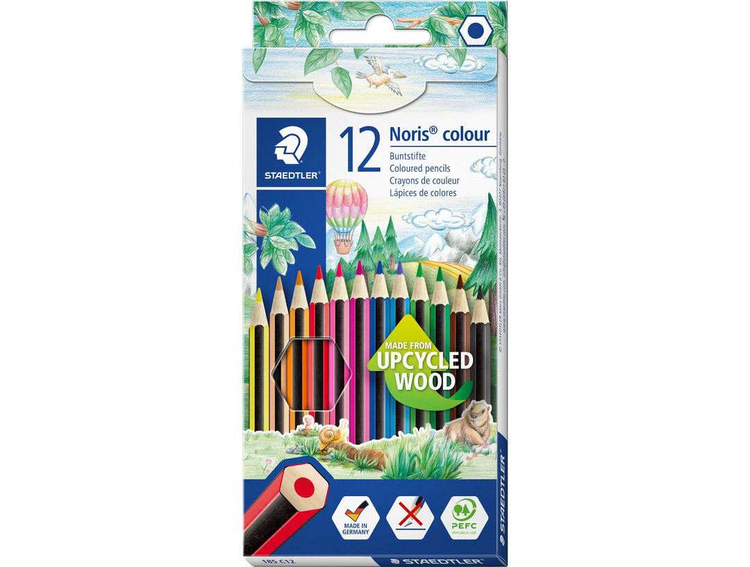STAEDTLER Noris Colour 185 coloured pencils assorted colours pack of 12 in retail packaging