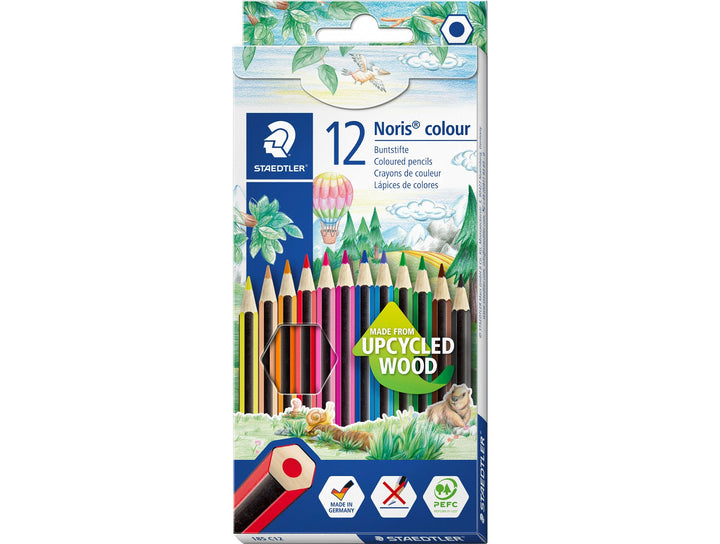 STAEDTLER Noris Colour 185 coloured pencils assorted colours pack of 12 in retail packaging
