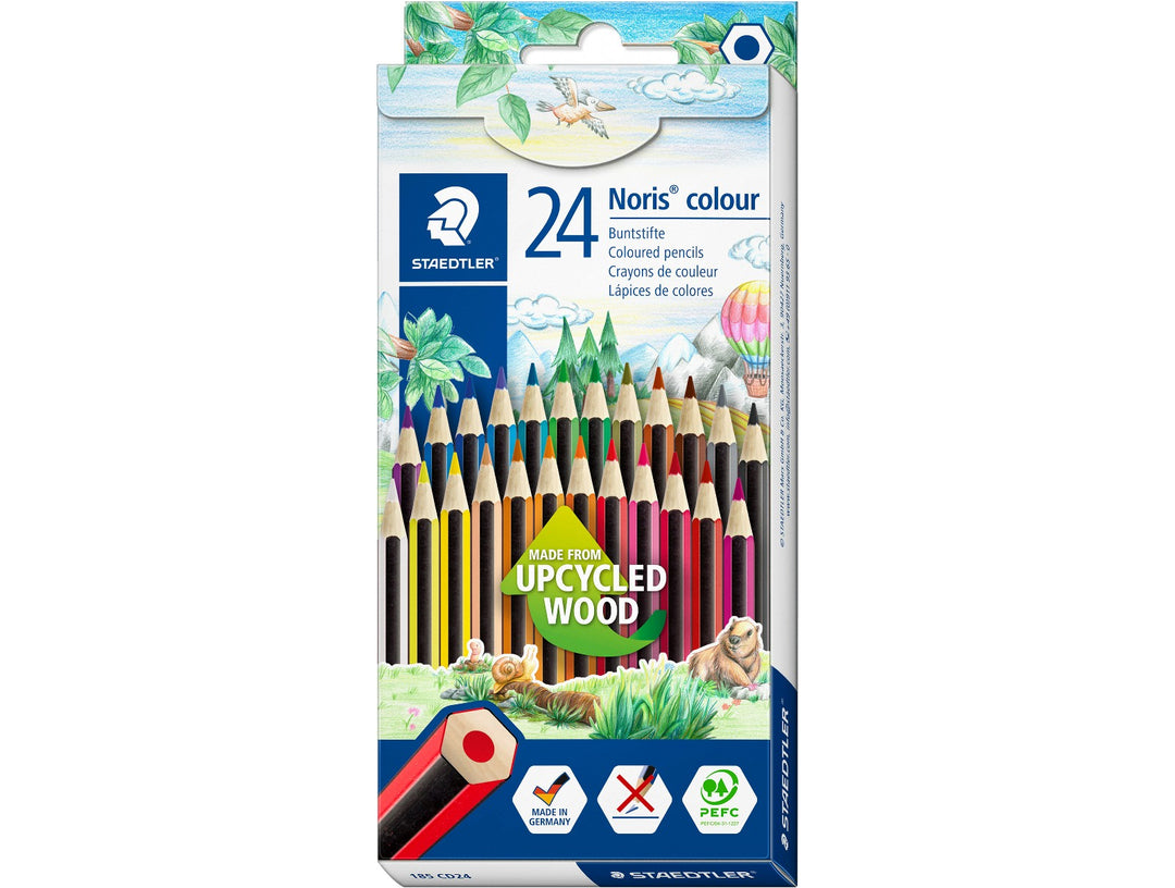 STAEDTLER Noris Colour 185 coloured pencils assorted colours pack of 24 in retail packaging