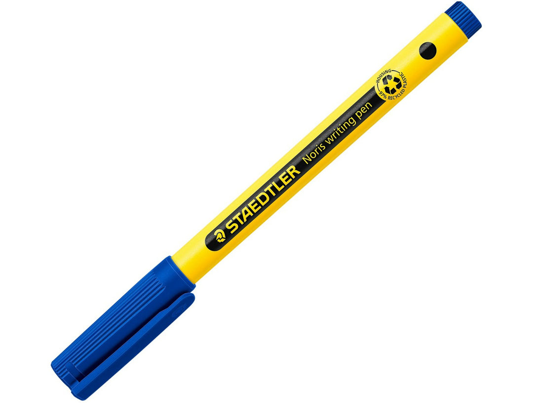 STAEDTLER Noris 307 fineliner pen yellow and black fine tip writing pen with blue cap