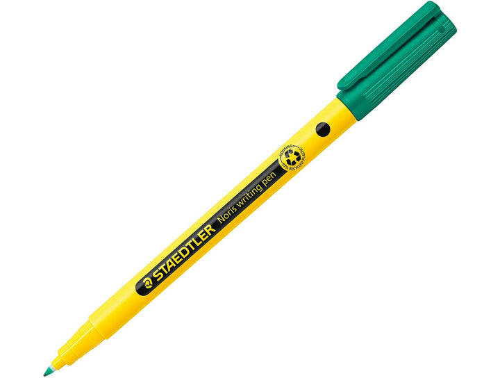 STAEDTLER Noris 307 fineliner pen yellow and green fine tip writing pen with cap on