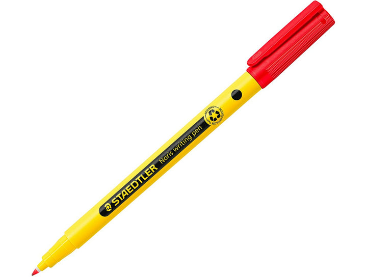 STAEDTLER Noris 307 fineliner pen yellow and red fine tip writing pen with cap on