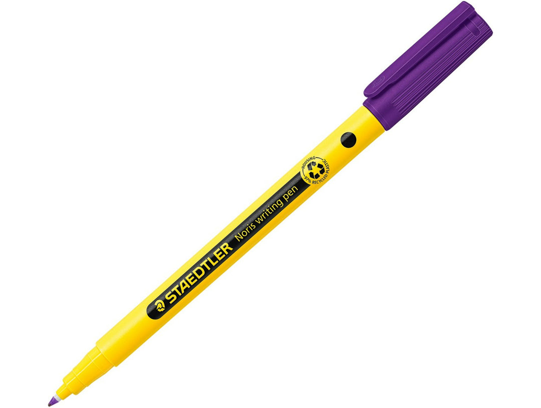 STAEDTLER Noris 307 fineliner pen yellow and violet fine tip writing pen with cap on