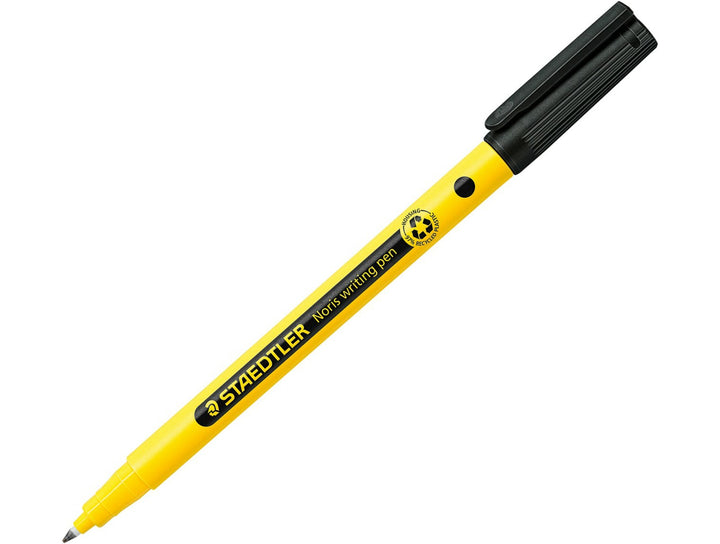 STAEDTLER Noris 307 fineliner pen yellow and black fine tip writing pen with cap on