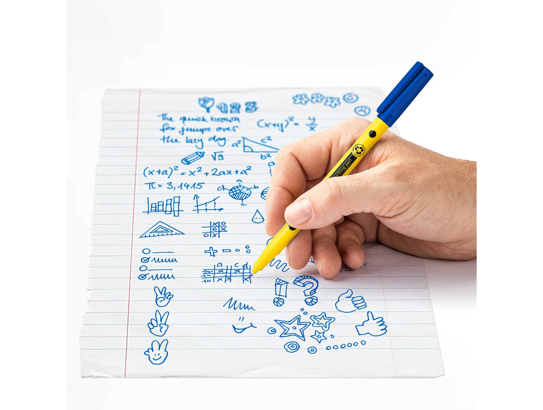 STAEDTLER Noris handwriting pen 307 blue used for writing notes and drawing on lined paper