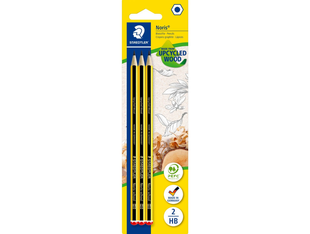 STAEDTLER Noris School 121 graphite pencils HB pack of 3 in retail packaging