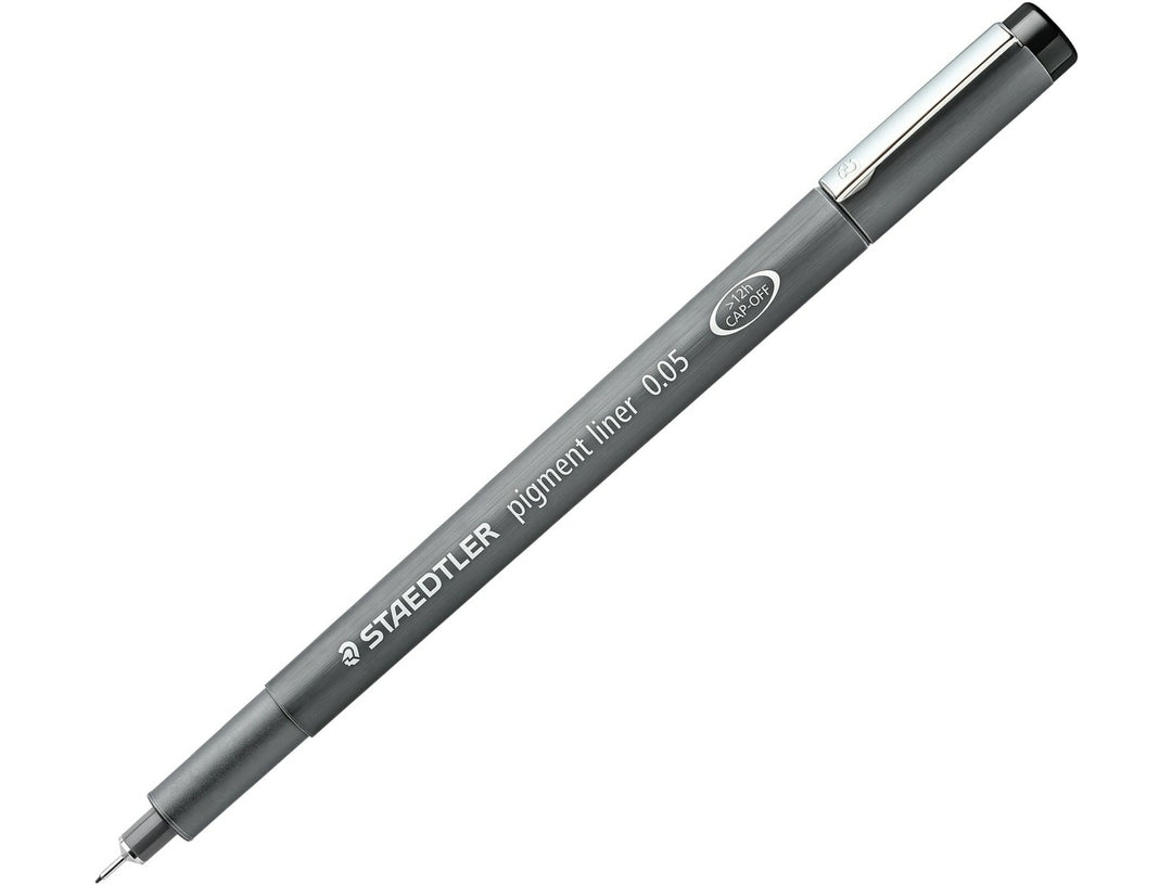 STAEDTLER Pigment Liner 308 fineliner drawing pen black showing tip size 0.05 mm