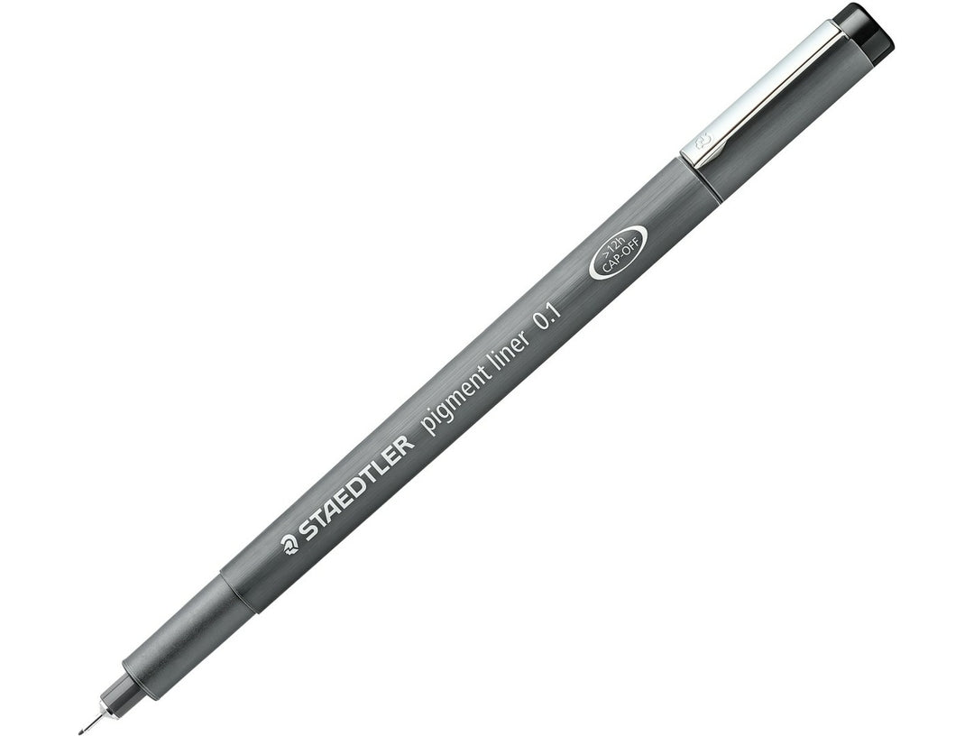 STAEDTLER Pigment Liner 308 fineliner drawing pen black showing tip size 0.1 mm