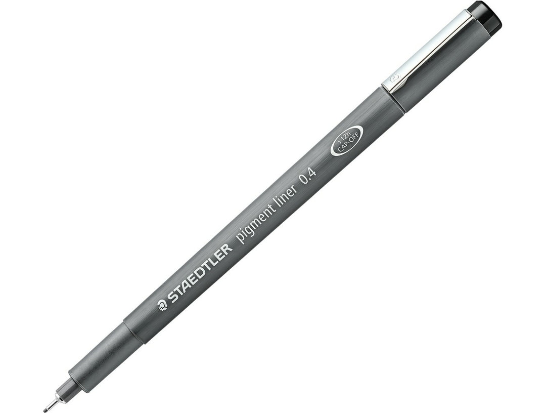 STAEDTLER Pigment Liner 308 fineliner drawing pen black showing tip size 0.4 mm