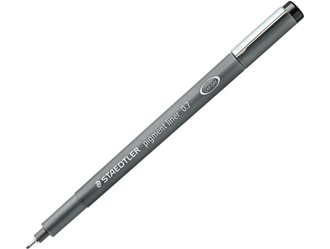 STAEDTLER Pigment Liner 308 fineliner drawing pen black showing tip size 0.7 mm