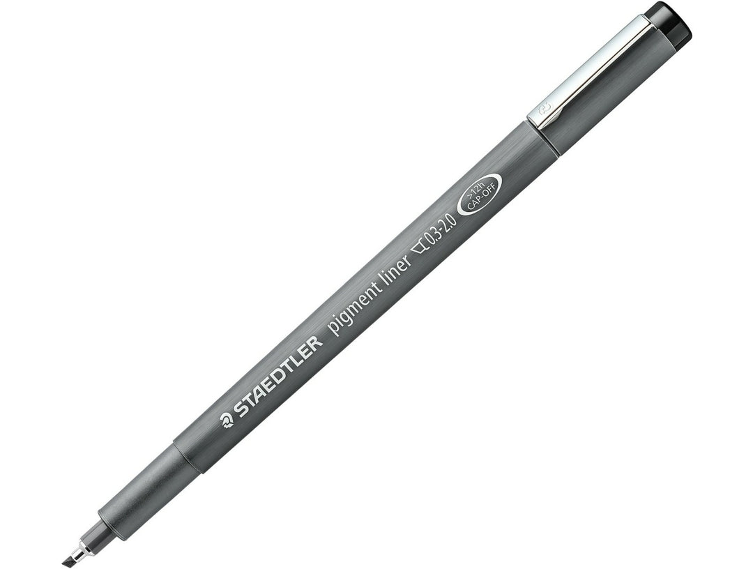 STAEDTLER Pigment Liner 308 fineliner drawing pen black showing tip size C2 (0.3 - 2.0mm)