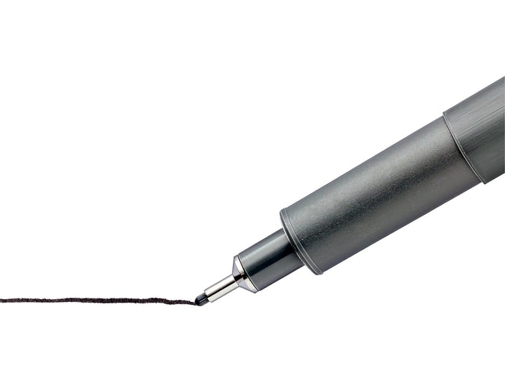 STAEDTLER pigment liner 308 tip drawing fine black line with metal clad precision nib close-up