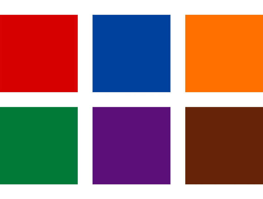 STAEDTLER pigment liner 308 colour swatch showing 6 assorted colours red blue orange green violet and brown